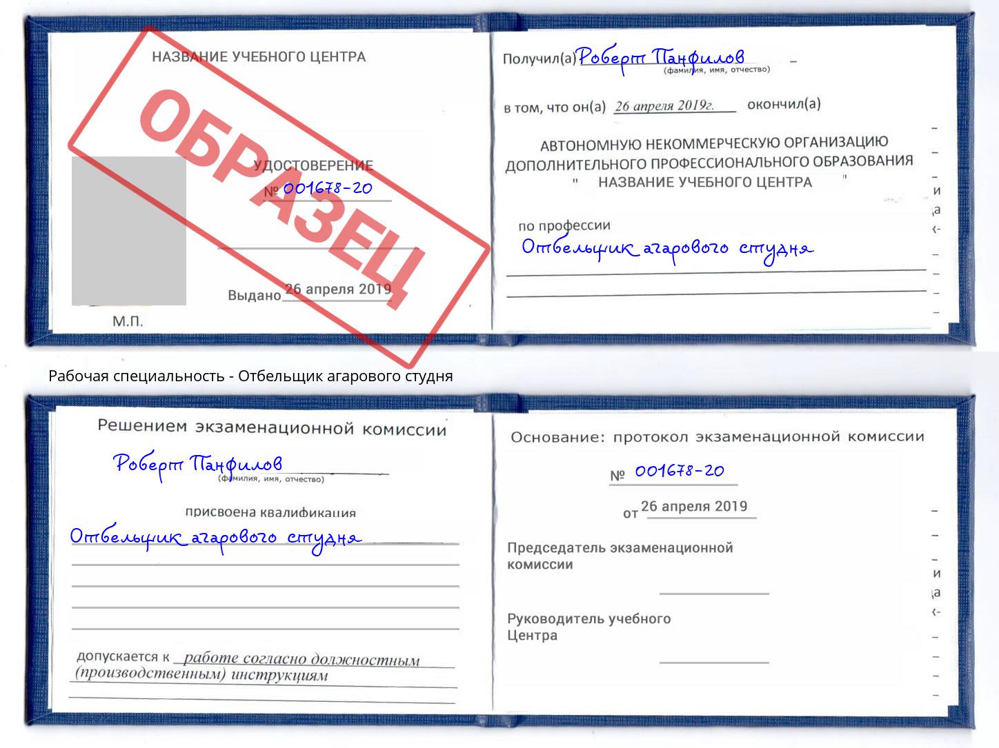 Отбельщик агарового студня Пугачёв