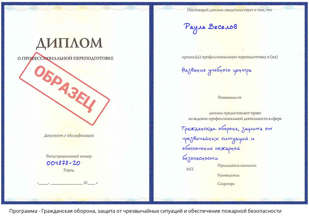 Гражданская оборона, защита от чрезвычайных ситуаций и обеспечение пожарной безопасности Пугачёв