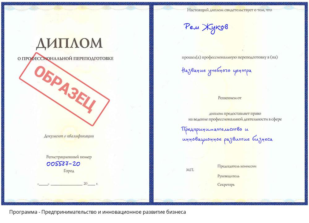 Предпринимательство и инновационное развитие бизнеса Пугачёв