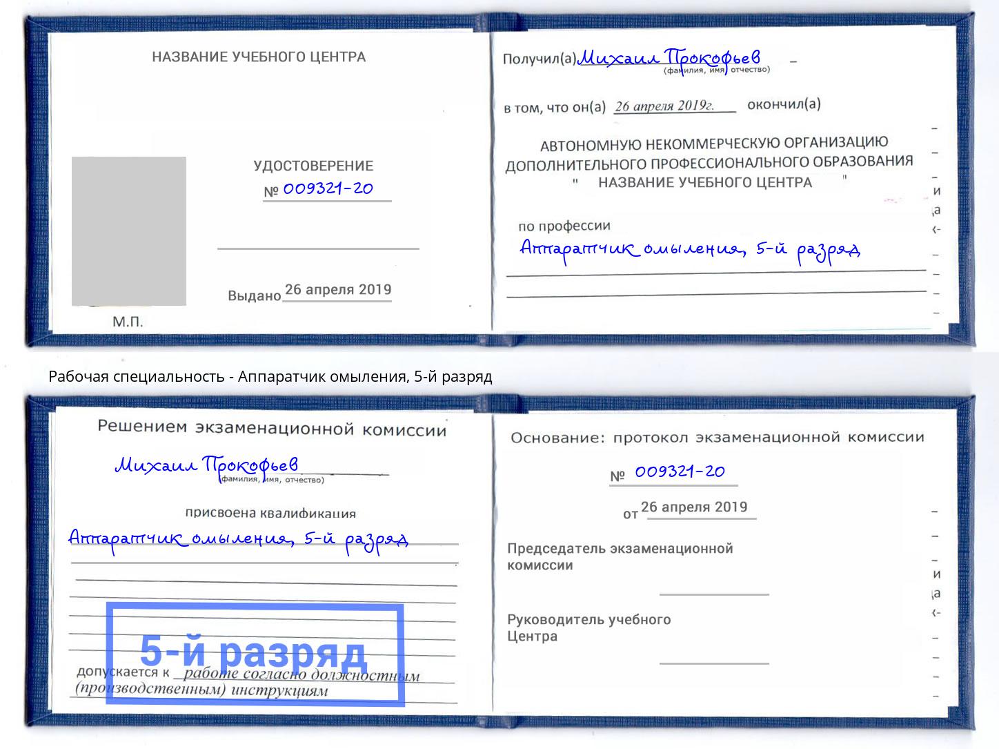 корочка 5-й разряд Аппаратчик омыления Пугачёв