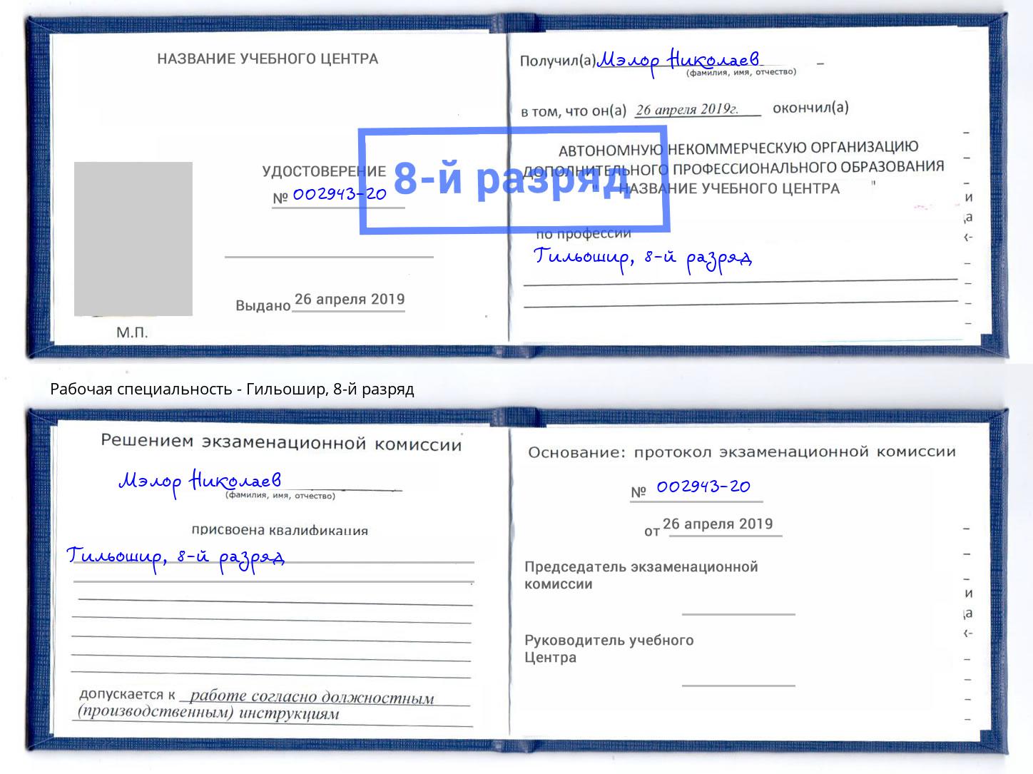 корочка 8-й разряд Гильошир Пугачёв